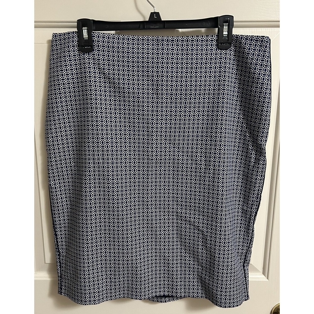 4/$25 Adrianna Papell Womens Black Geometric Print Lined Pencil Skirt Size 12